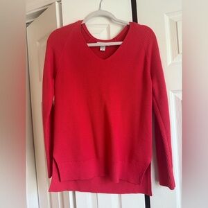 Athleta V-Neck Coral Red Sweater